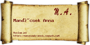 Manácsek Anna névjegykártya